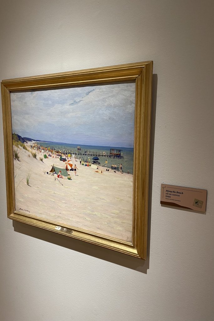 frank dudley framed beach artwork at indiana state museum